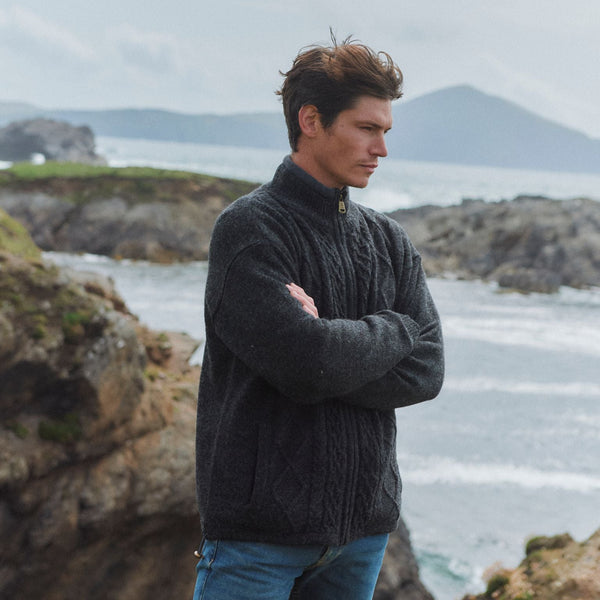 Farmleigh Lined Wool Charcoal Mens Cardigan