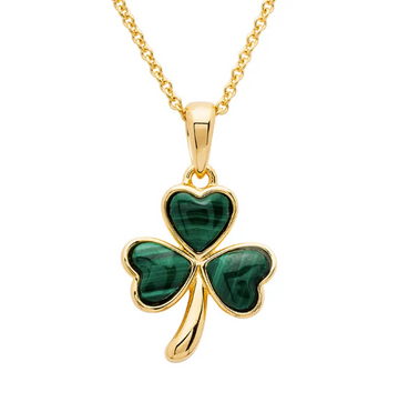 Gold Vermeil Malachite Shamrock Necklace