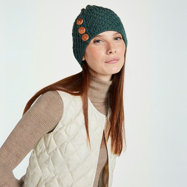 Shrule Aran Forest Green Hat with Pom Pom