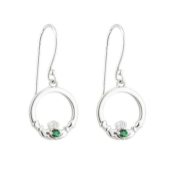 Emerald Claddagh Drop Earrings