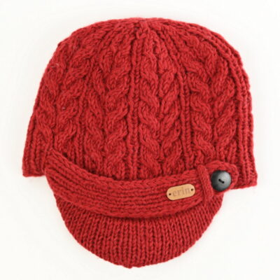 Aran Cable Peak Hat Red
