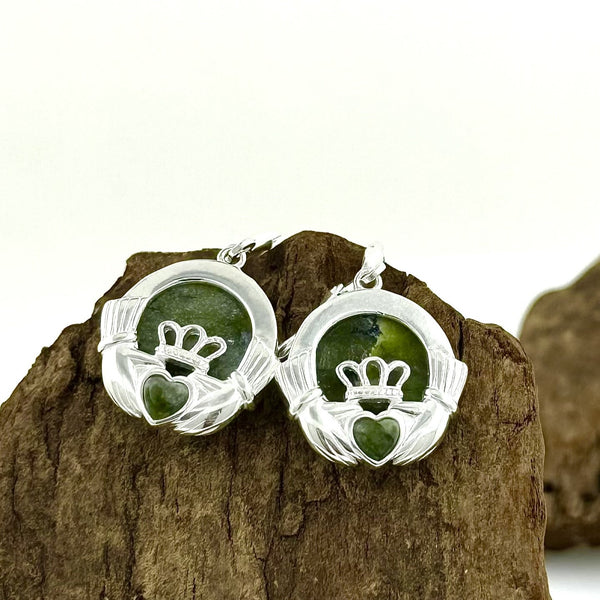 Luxury Connemara Marble Claddagh Earrings
