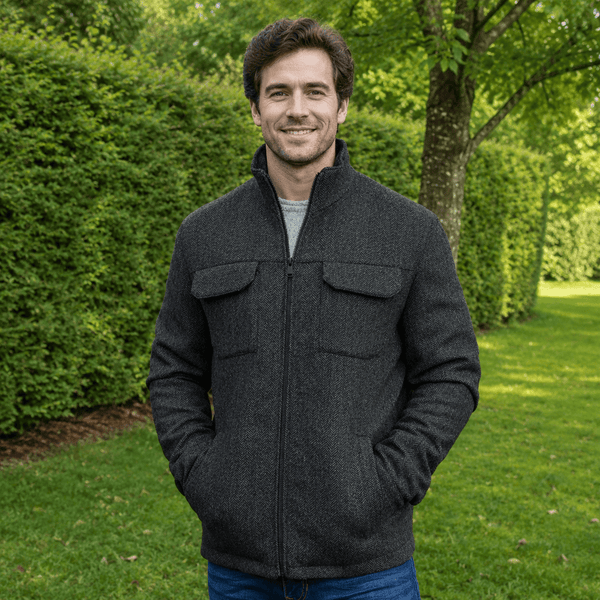 Skellig Wool Tweed Walking Jacket - Charcoal