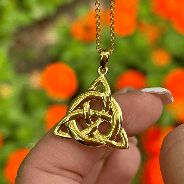 Gold Trinity Knot Necklace Coated Over Sterling Silver