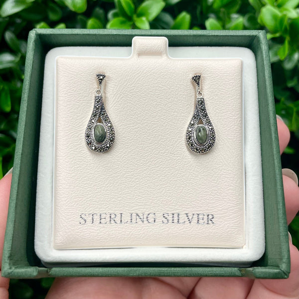 Connemara Marble & Marcasite Earrings