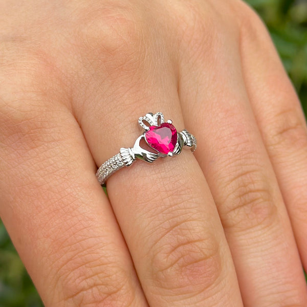 July Birthstone Claddagh Ring