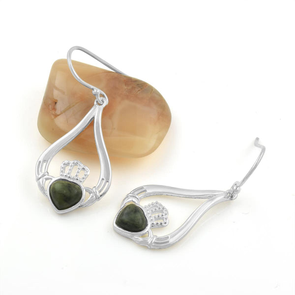 Claddagh Earrings with Connemara Marble