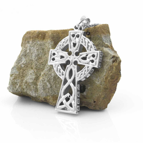 Large Sterling Silver Double Sided Men’s Celtic Cross