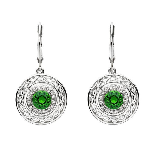 Shanore Sterling Silver Celtic Halo Earrings adorned with Swarovski Crystals