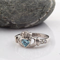 Shanore White Gold Claddagh Birthstone Ring - December