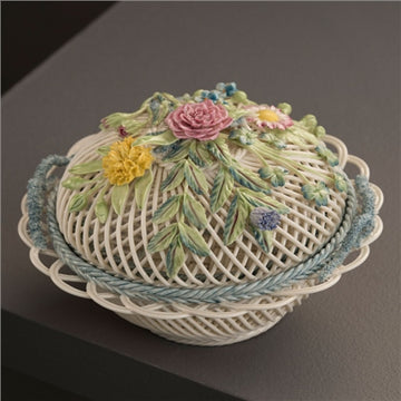 Belleek Round Covered Basket