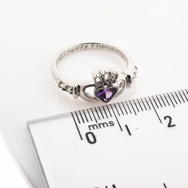 Shanore White Gold Claddagh Birthstone Ring - June