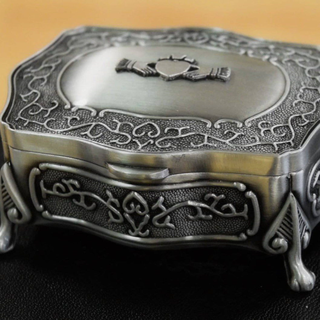 Mullingar Pewter Jewelry Box with Claddagh Design,jewelry box