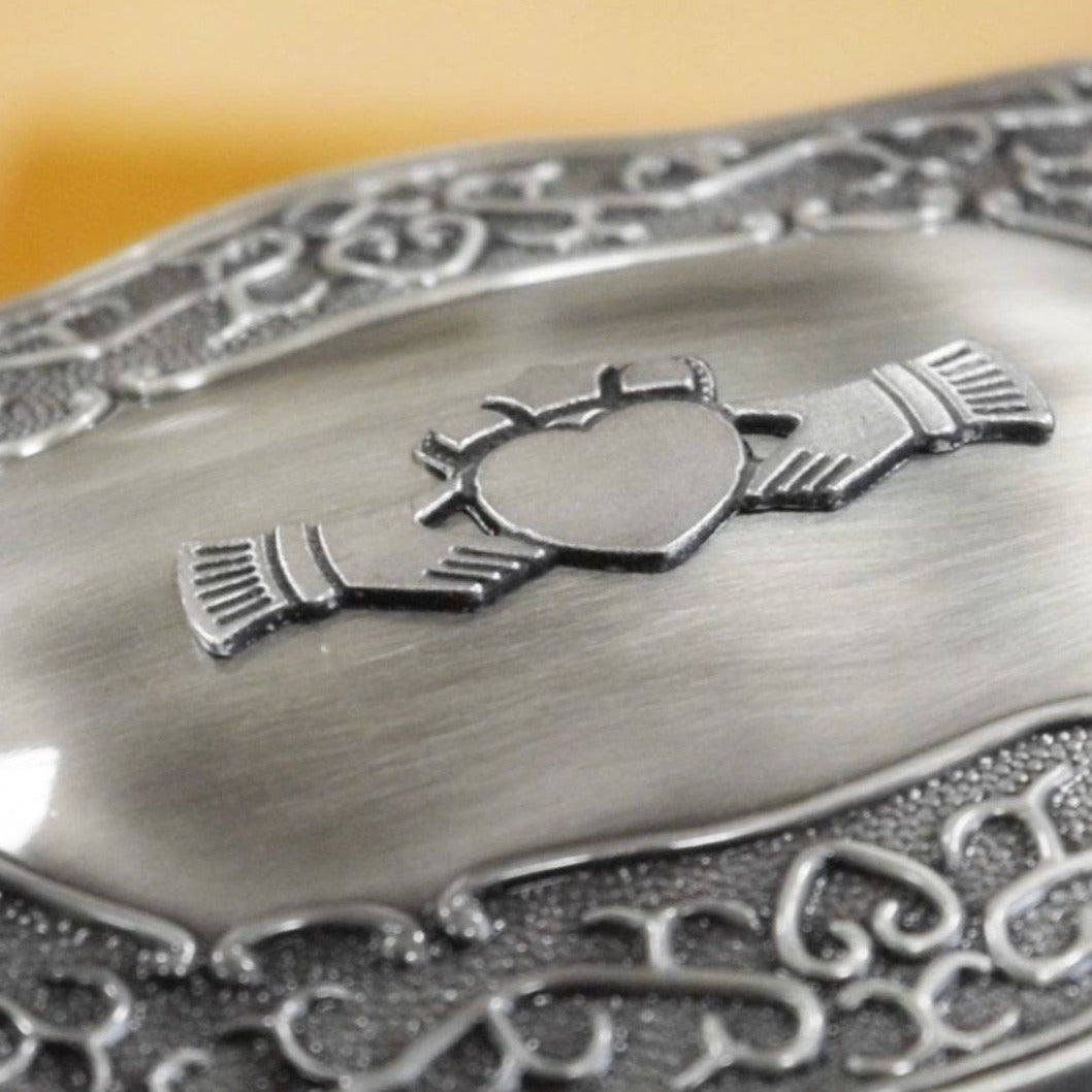 Mullingar Pewter Jewelry Box with Claddagh Design,jewelry box
