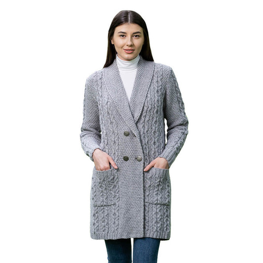 Ladies Double Breasted Shawl Collar Coat