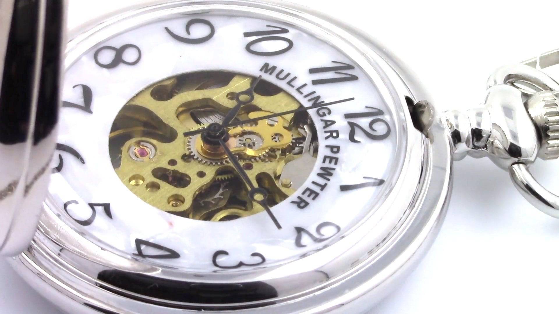Mullingar Pewter Mechanical Pocket Watch with Claddagh,Pocket Watch