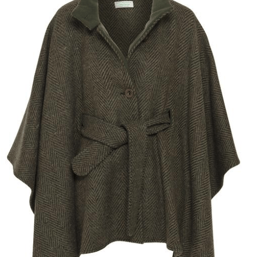 Jimmy Hourihan Tweed Cape in Herringbone,Moss Green,Cape