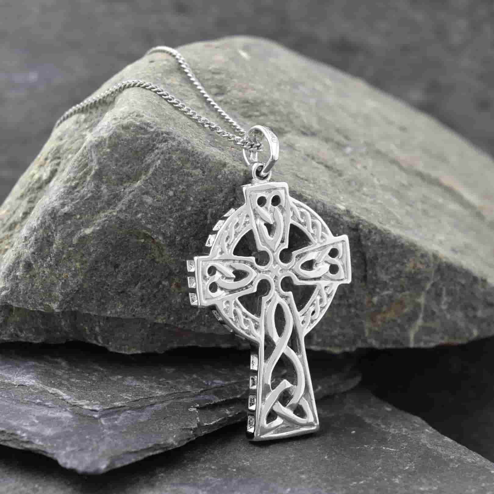 Large Sterling Silver Double Sided Men’s Celtic Cross