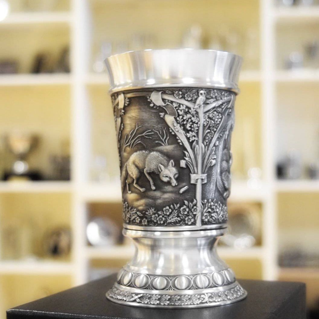 Mullingar Pewter Woodlands Beaker - "The Fox"