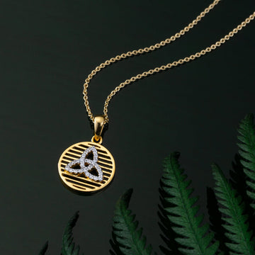 GOLD PLATED SILVER TRINITY KNOT ROUND PENDANT