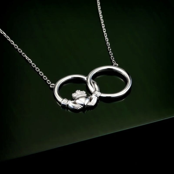 Intertwining Circles Claddagh Necklace