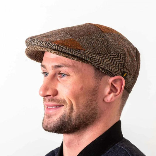 Donegal Tweed Brown Patch Cap