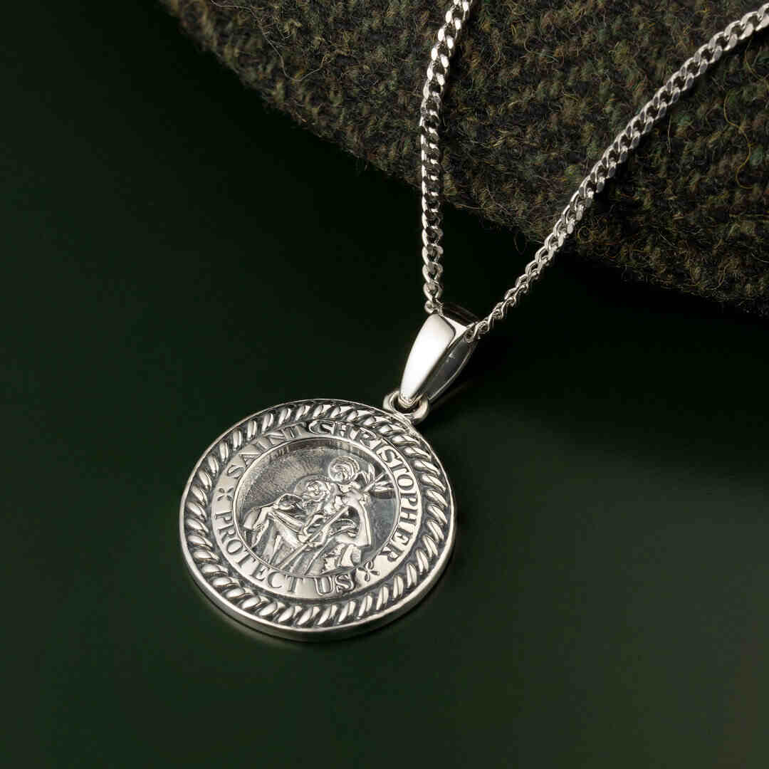 Mens silver saint hot sale christopher necklace