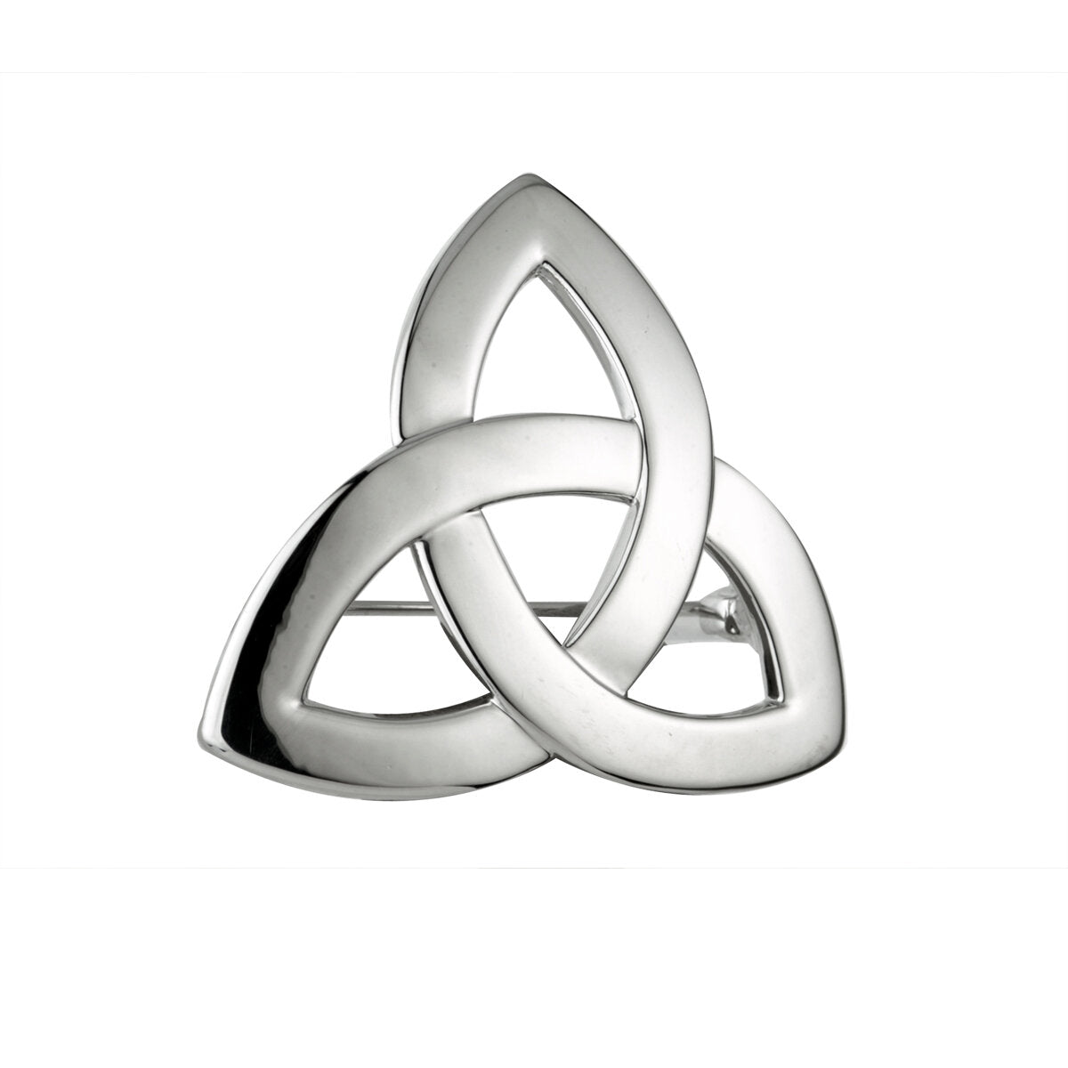 Rhodium Plated Trinity Knot Brooch