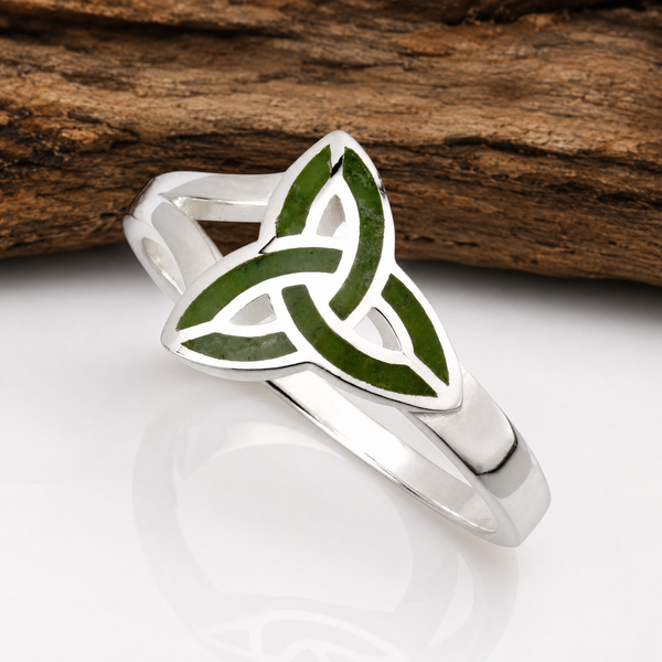 Connemara Marble Irish Trinity Knot Ring