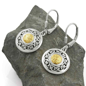 Solstice Celtic Knot Earrings with 18K Gold Bead