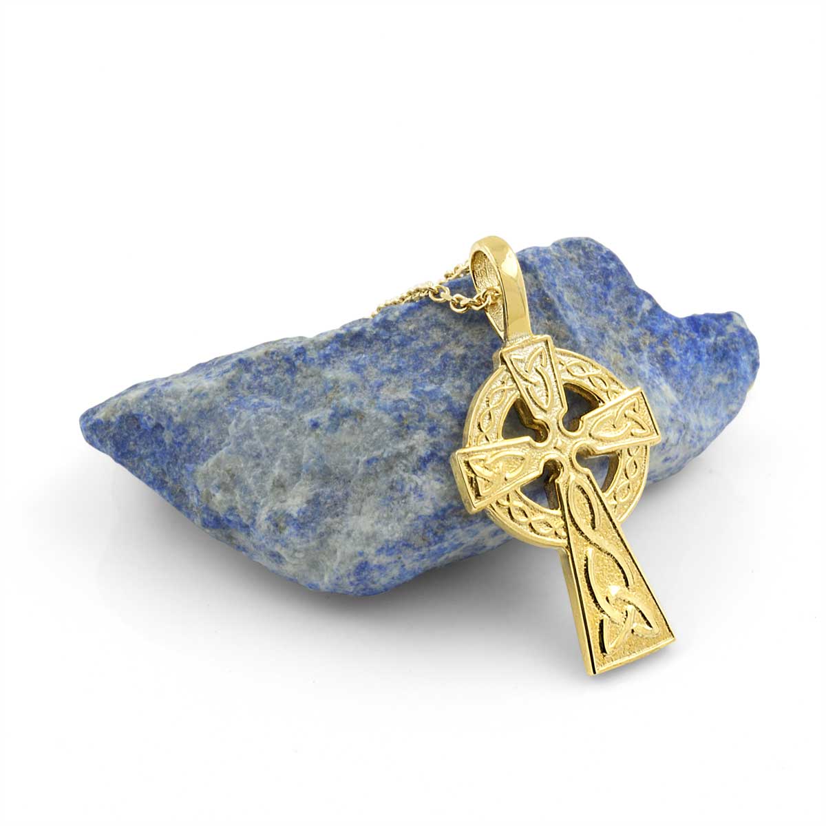 Gold Celtic Cross Necklace Double Sided