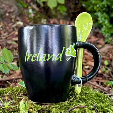 Black and Green Ireland Mug and Spoon