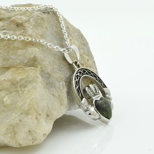 Claddagh Connemara Marble Pendant Necklace