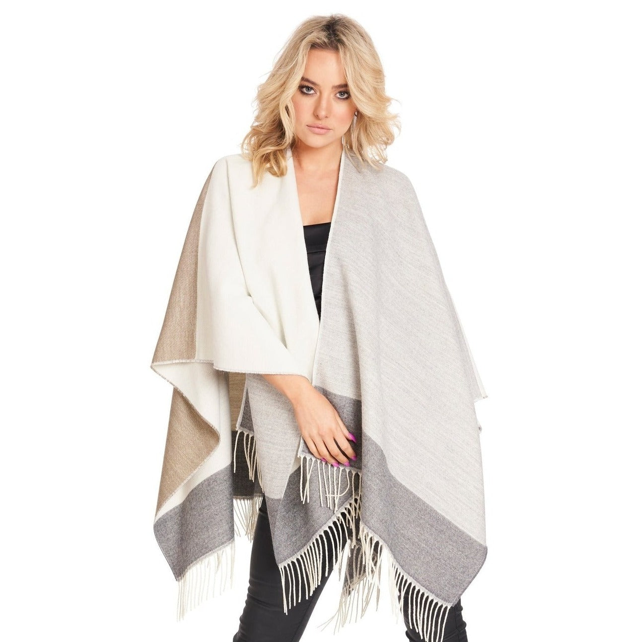 Jimmy Hourihan Fringed Shawl with Block Check