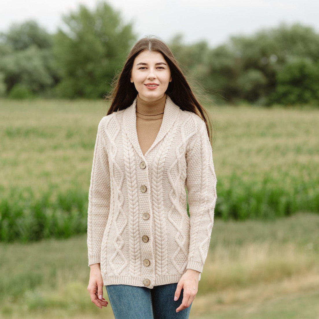 Ladies Shawl Collar Cardigan