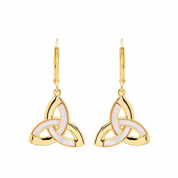 14KT Gold Vermeil Mother of Pearl Celtic Trinity Knot Earrings