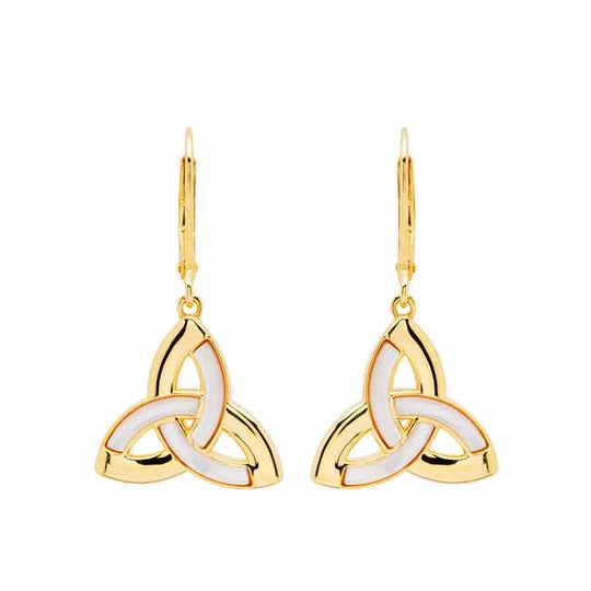 14KT Gold Vermeil Mother of Pearl Celtic Trinity Knot Earrings