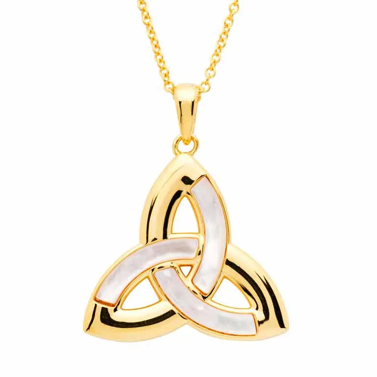14KT Gold Vermeil Mother of Pearl Celtic Trinity Knot Necklace
