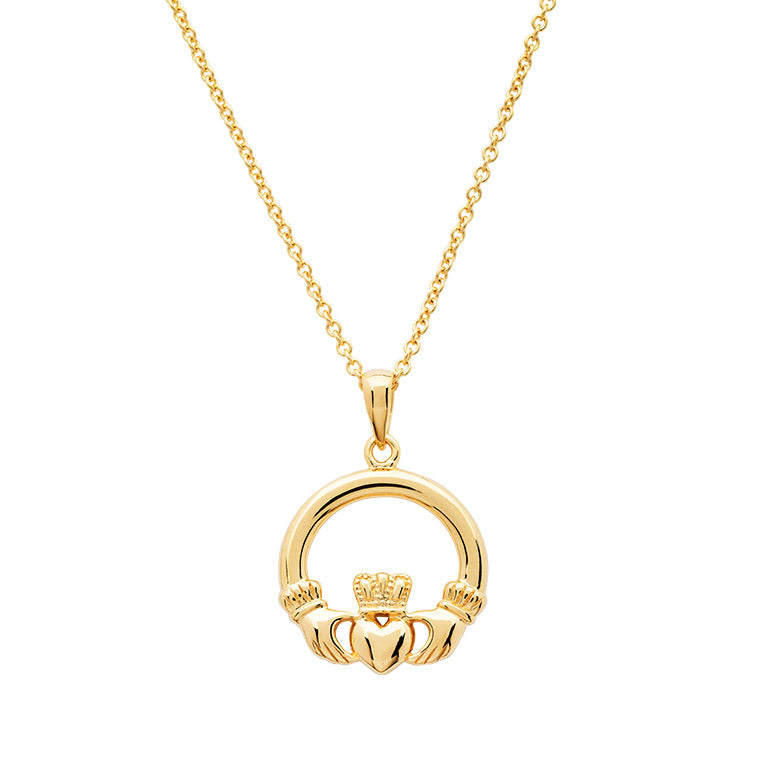 14K Gold Vermeil Claddagh Necklace