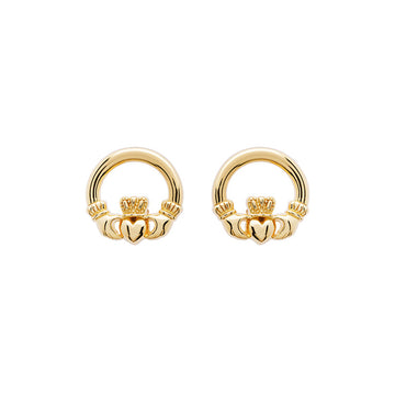 14KT Gold Vermeil Stud Claddagh Earrings