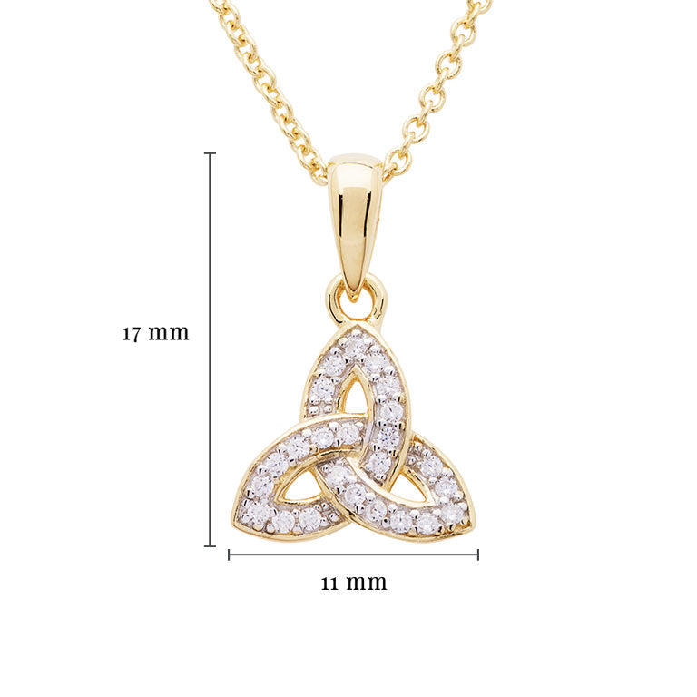 14KT Gold Vermeil Trinity Knot Necklace Studded with White Cubic Zirconias