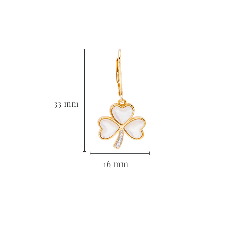 14KT Gold Vermeil Mother of Pearl Irish Shamrock Earrings
