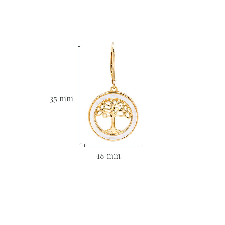 14KT Gold Vermeil Mother of Pearl Celtic Tree of Life Earrings