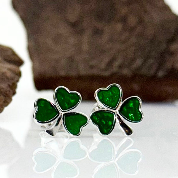 Enamel Shamrock Stud Earrings