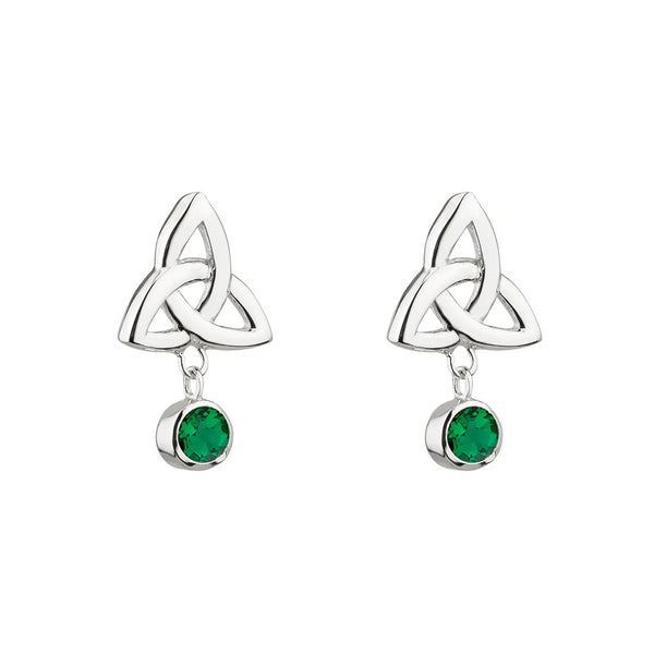 Emerald Trinity Knot Earrings