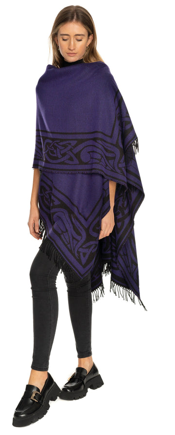 Fringed Shawl with Celtic Motif