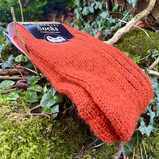 Connemara Socks - Orange Tweed Wool