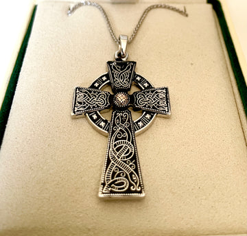 Antiqued Large Celtic Warrior Cross Necklace