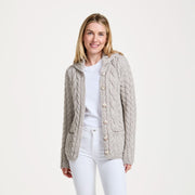 Belcarra Ladies Oat Aran Cardigan