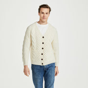 Glenisland Mens Handknit V-Neck Natural Cardigan